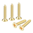 20Pcs Brass Wood Screws, M4 x 20mm Phillips Flat Head Self Tapping Screw Woodworking Screw for Door Hinges, Wooden Furniture, Home Appliances