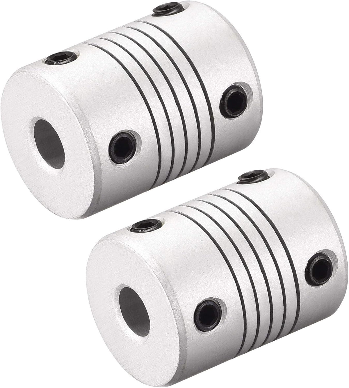 6mm to 10mm Aluminum Alloy Shaft Coupling Flexible Coupler Motor Connector Joint L25xD19 Silver,2pcs