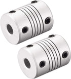 6mm to 10mm Aluminum Alloy Shaft Coupling Flexible Coupler Motor Connector Joint L25xD19 Silver,2pcs