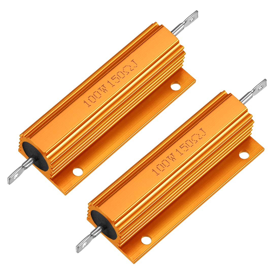 2pcs Aluminium Kastweerstand 100W 150 Ohm Draadgewonden Goud voor LED Vervanger Converter 100W 150RJ