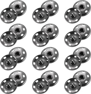 25 Sets Sewing Snap Buttons, 19mm Press Buttons Metal Snap Fasteners for Clothes DIY Crafts, Metallic Black