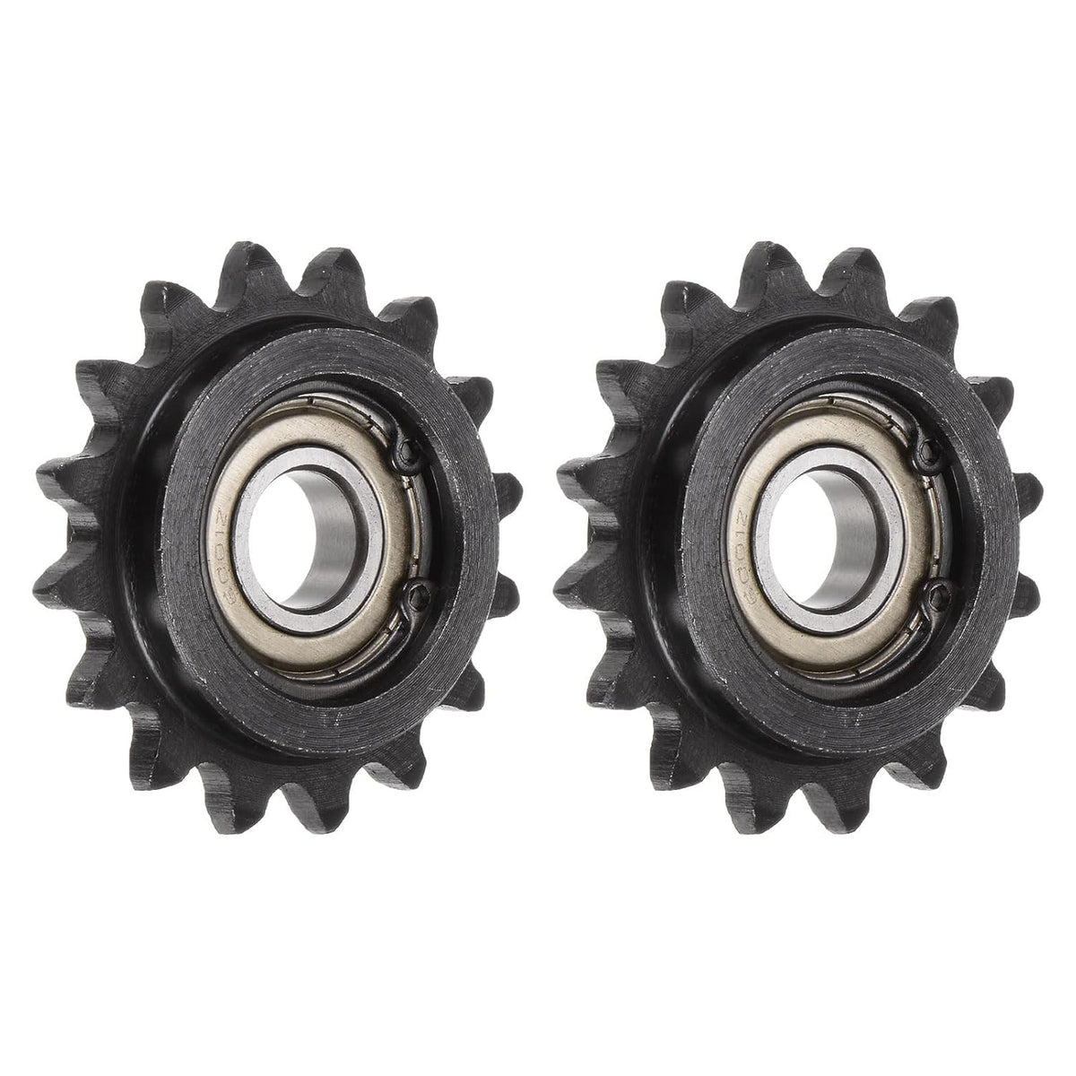 2pcs ANSI #35 / DIN(ISO)06C Roller Chain Idler Sprocket 12mm Bore, 3/8" Pitch, Hardened 16 Tooth Tensioner Sprocket, Insert Single Bearing (B Type)