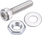 100pcs M2.5 x 10mm 304 Stainless Steel Hex Socket Cap Head Screws with Hex Nuts and Flat Washer