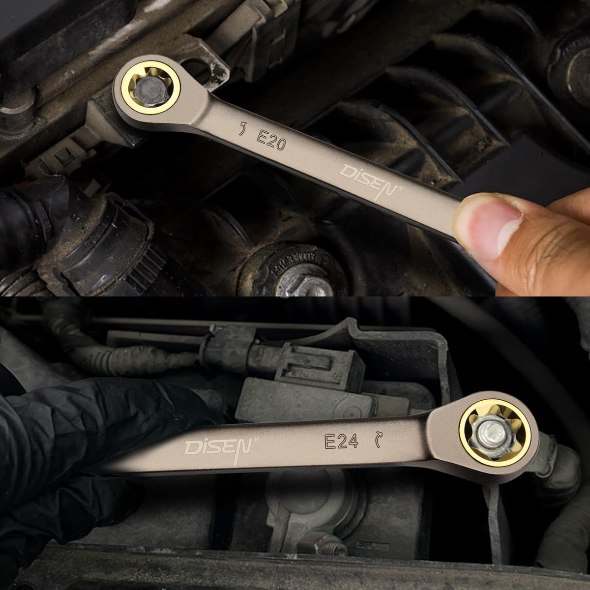 LinkMejor Versión Mejorada 4-Pieza Set de Llave de Rueda E-Torx Dobles con Caja
