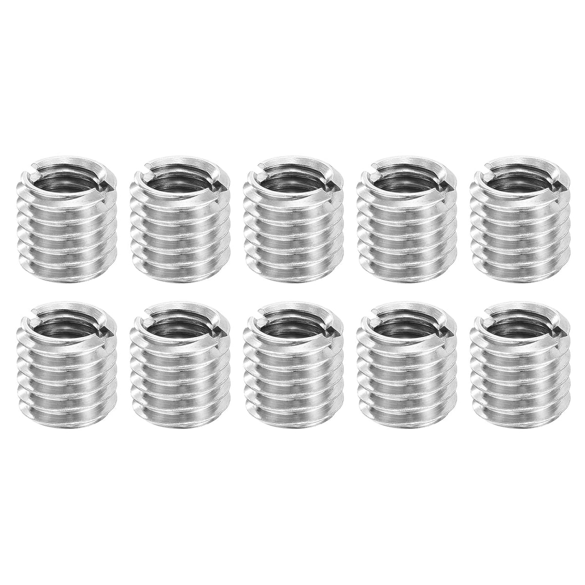 Thread Adapters Sleeve Reducing Nuts, 10 Pcs M8x1.25 Male to M6x1 Female Stainless Steel Nut Screw Reducer Conversion Fastener, Threaded Insert Repair Sleeve Reducer Nut, Silver