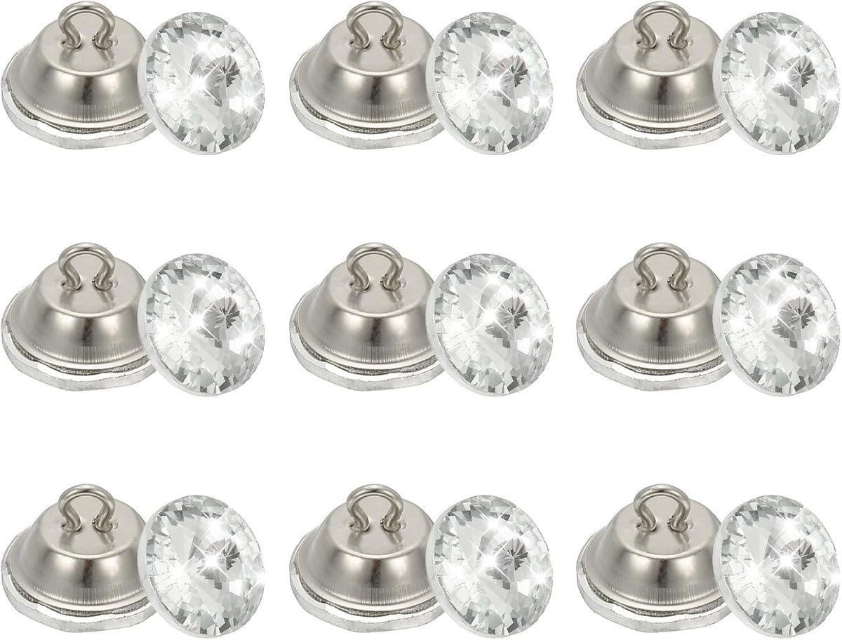 25 Pcs Rhinestone Crystal Buttons, 18mm Upholstery Tufting Buttons with Metal Loop for Sewing Sofa Bed Headboard DIY Crafts Decoration