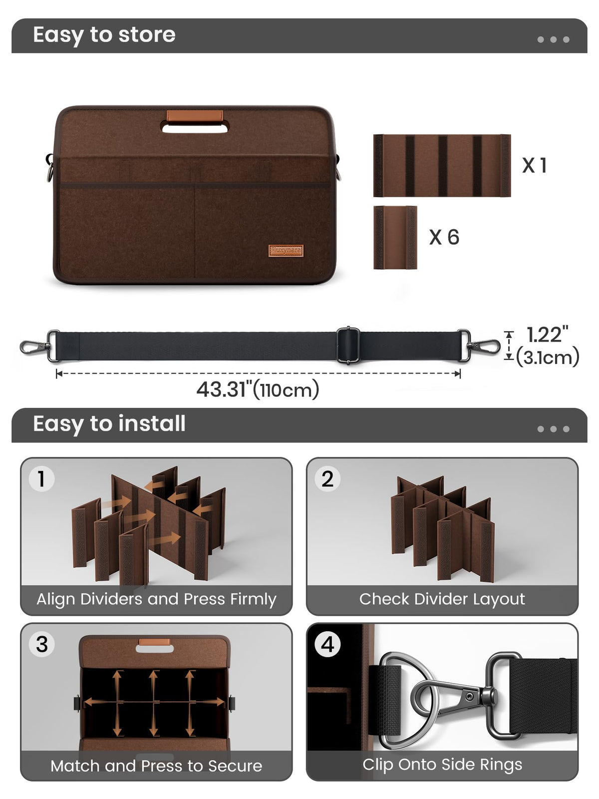 LinkMejor 8-Cup Felt Drink Carrier Bag with Handle & Shoulder Strap