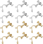 Clip-on Earring Converter, 12Pcs - Copper Plating Clip-on Earring Findings, Earring Clips for Non-Pierced Ears with Easy Open Loop (Silver & Gold)