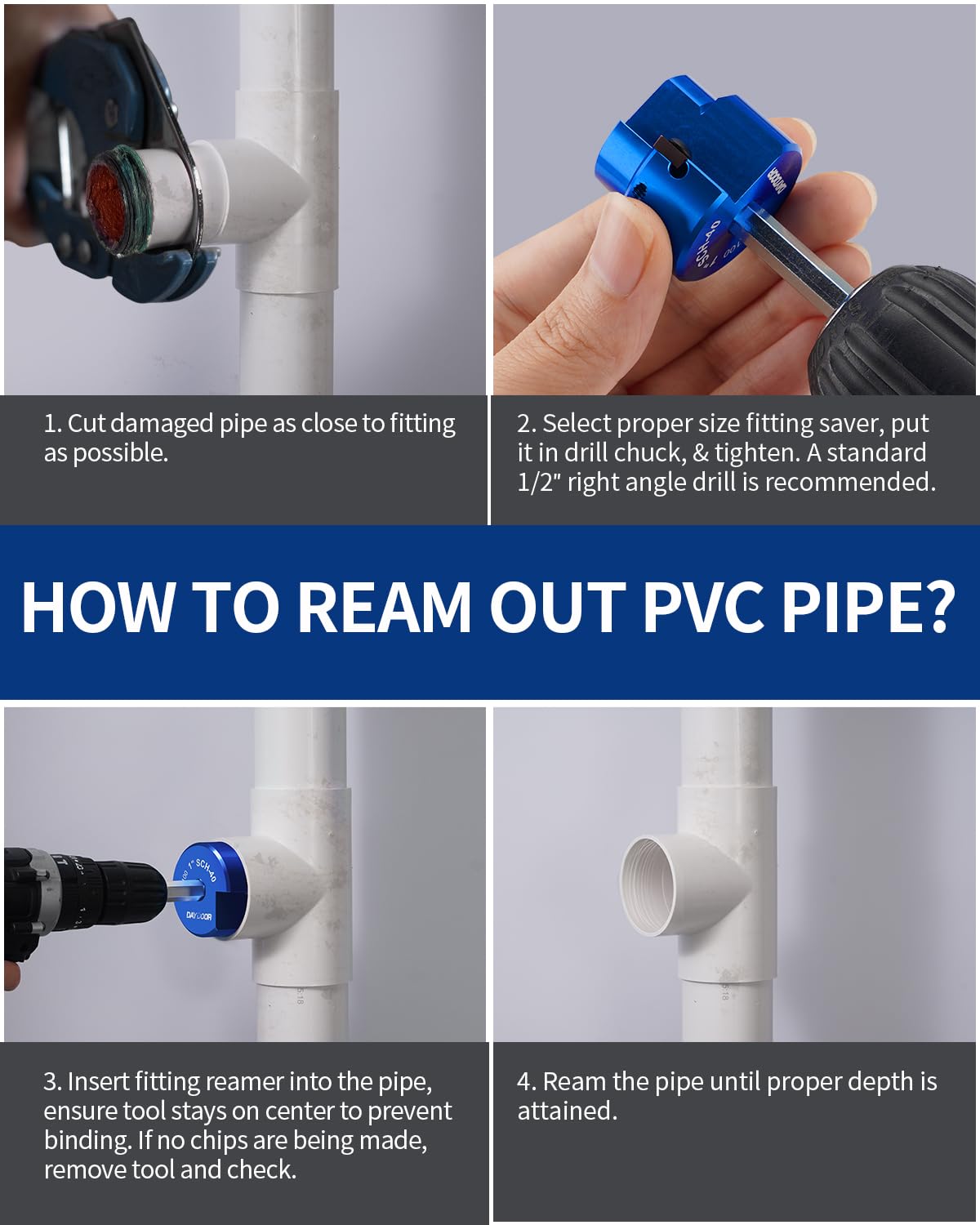 LinkMejor 1'' PVC Rørsliber, 1-Inch PVC Fittingsbeskytter