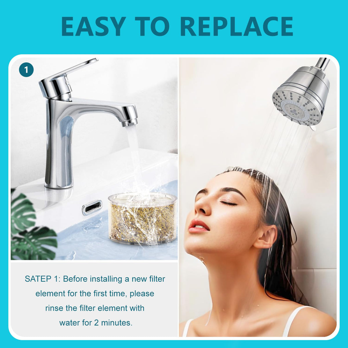 Waterfilter compatibel met Sprite Slim-Line wandmontage douchekop.