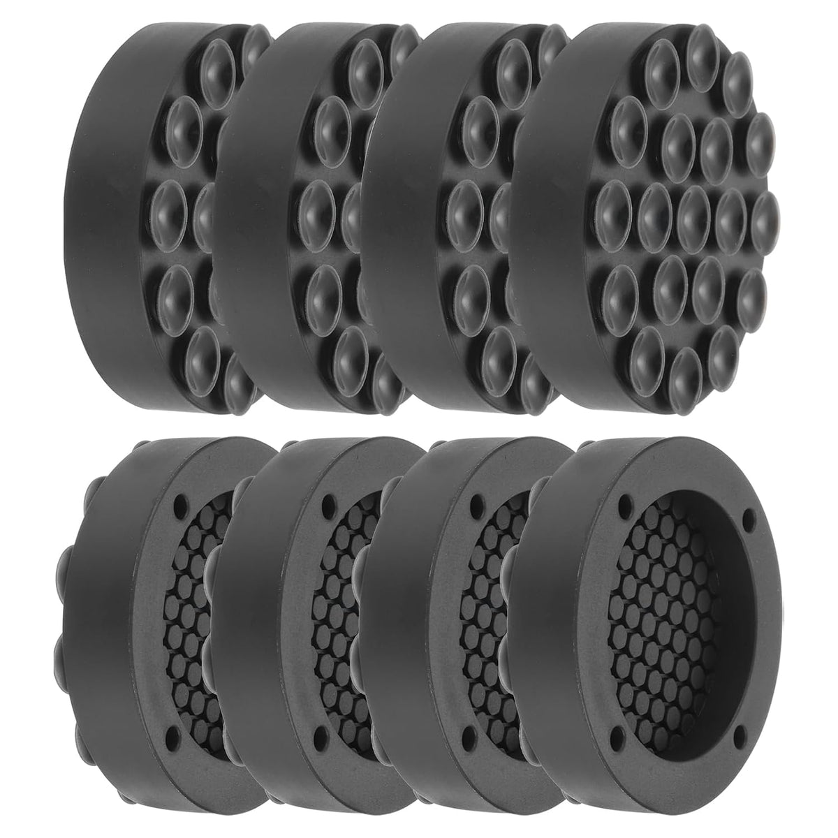 Anti Vibration Pads for Washing Machine, 8pcs Silicone Non-Silp Support Feet Mat with 19 Strong Suction Cups for Stop Washer and Dryer Walking (Black, 2.5" Diameter)