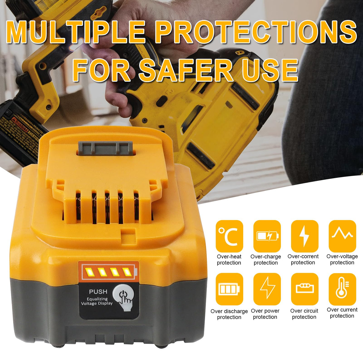 LinkMejor 2 Pack 20V 6Ah Udlæggningsbatteri, kompatibelt med Dewalt 20V verktyger