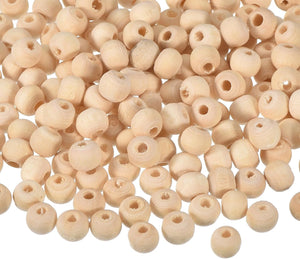 300Pcs 6mm Natural Wood Spacer Beads, 2mm Large Hole Unfinished Round Wooden Beads for DIY Crafting, Jewelry Making Bracelets