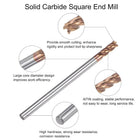 3pcs 3mm Dia 3mm Shank Square Nose End Mill 4 Flutes HRC50 Carbide AlTiN Coated CNC Router Bits Cutter Tools for End Milling CNC Machining