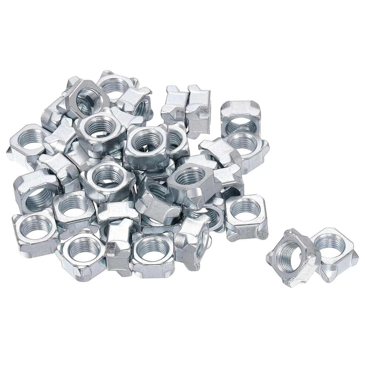Weld Nuts,M12 Square UNC Coarse Carbon Steel Machine Screw Silver Pack of 40