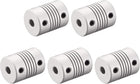 5mm to 5mm Aluminum Alloy Shaft Coupling Flexible Coupler Motor Connector Joint L25xD19 Silver,5pcs