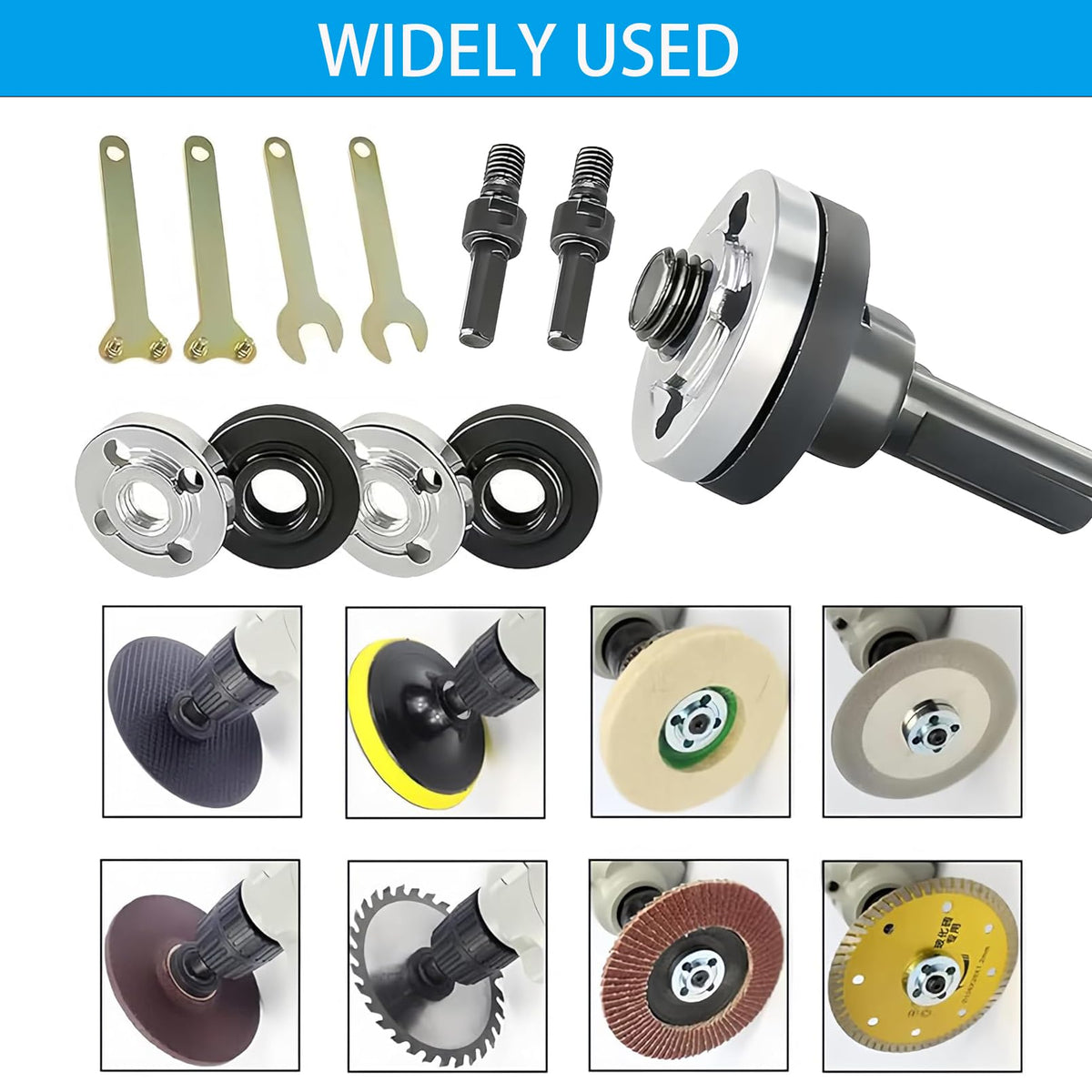 Dönüş Angle Grind Adaptörü Bağlantı Çubuğu Seti, Elektrikli Delici Dönüş Angle Grind Aksesuarları ile Değiştirme Grind Flanjer Nutları ve Çark Wrench Dönüş Aracı