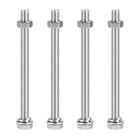 M10 x 140mm Hex Head Screws Bolts, Nuts, Flat & Lock Washers Kits, 304 Stainless Steel Fully Thread Hexagon Bolts 4 Sets