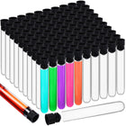 LinkMejor 100 Adet Şeffaf Plastik Test Tuberleri 16x100mm Laboratuvar Şişeleri Kapağı, Siyah