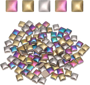100g Square Mosaic Tiles, Colorful Ceramic Mosaic Tiles for Crafts Bulk Mosaic Supplies for Home Decoration Art Crafts DIY Projects, 0.4 x 0.4Inch, Gold/Silver