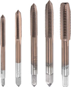 M3 M4 M5 M6 M8 Hand Threading Tap Set High Speed Steel Straight Flutes Metric Thread Screw Taps Bronze Tone 5pcs
