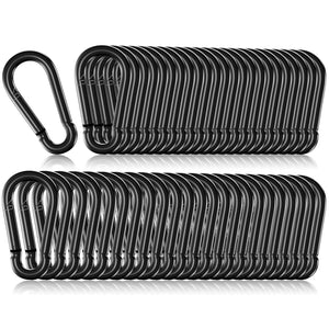 LinkMejor 50PCS Spring Snap Hook Carabiner Clip(2IN, Black)