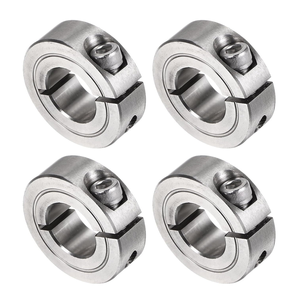 4pcs Single Split Clamp-On Shaft Collar 5/8" Bore One-Piece Clamping Collar, 1-5/16" OD, 7/16" Width, 304 Stainless Steel Axle Collar Clamp, Set Screw Style