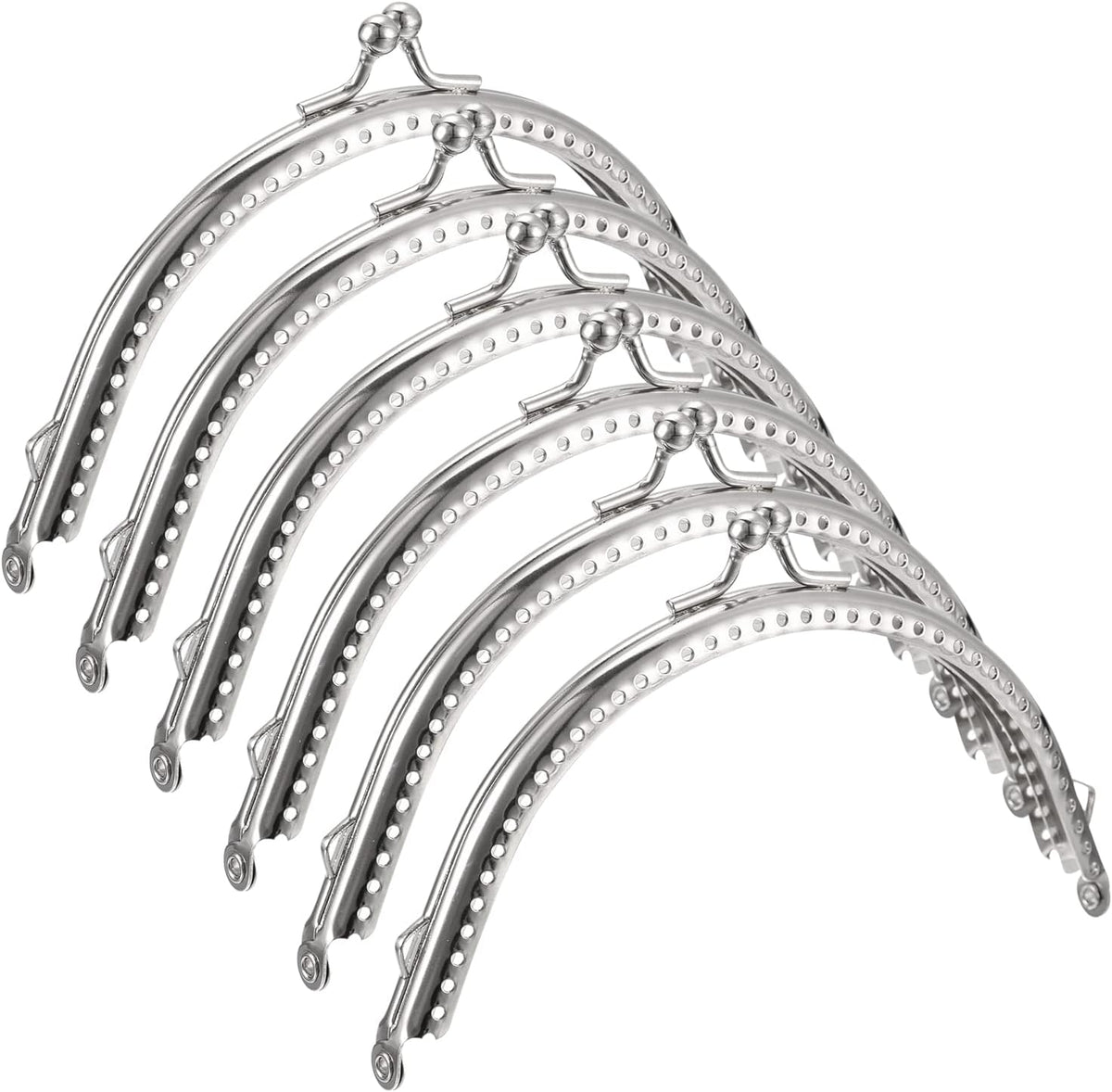 Metal Purse Frames - 4.92" 6Pcs Kiss Lock Clasp Frame Arch Embossed Clutch Frame Handles for Coin Purse Sewing Bag Making DIY Craft, Silver Tone