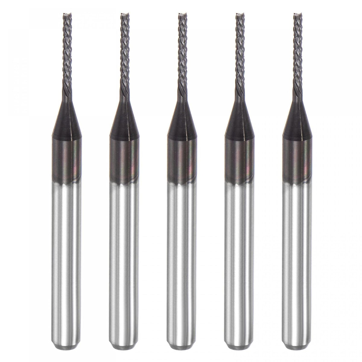 End Mill CNC Router Bits, 1mm x 7mm 1/8" Shank Diamond Film Coated Carbide Engraving Bit Milling Cutter Left Hand for PCB Plastic Fiber Wood 5pcs
