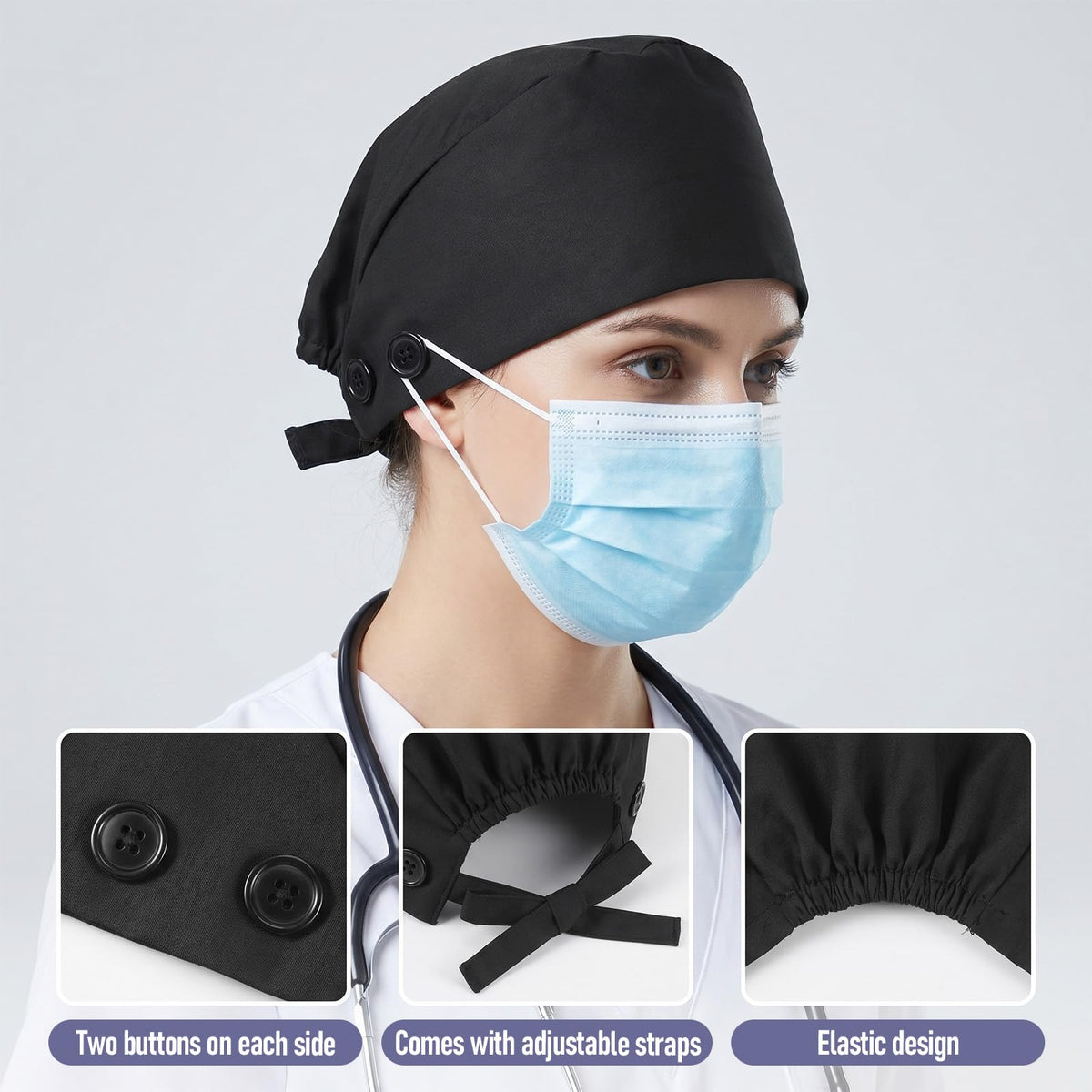 LinkMejor Cappelli Regolabili per Lavoro, Cappelli Elastici per Donne con Acconciatura a Coda di Cavallo