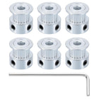 6 Pcs Aluminum 20 Teeth 5mm Bore 6mm Width Timing Belt Pulley Wheel Idler Pulley Synchronous Wheels Gear Part with Wrench for 3D Printer, Silver