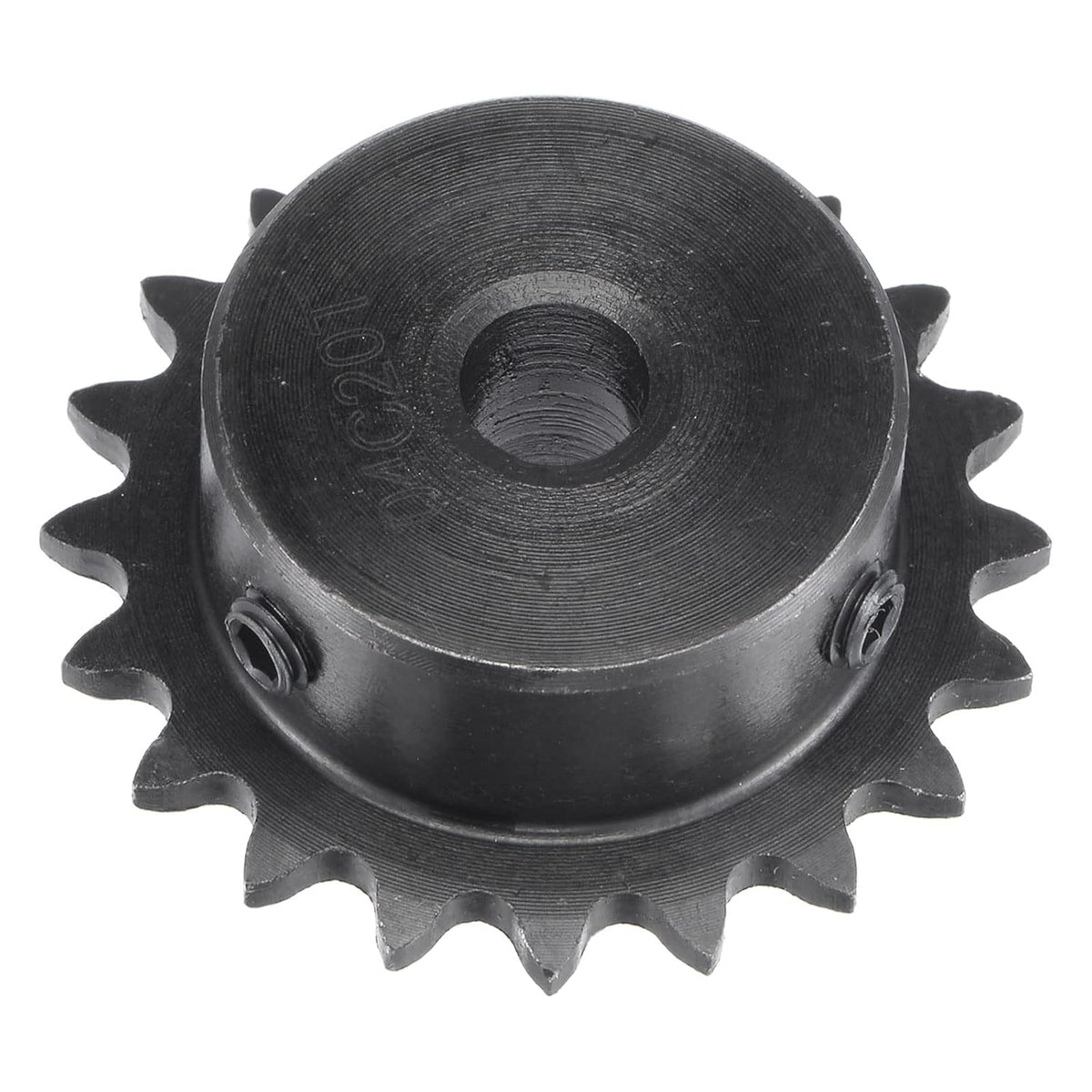 20 Tooth Roller Sprocket B Type, #25 Chain, Single Strand 1/4" Pitch, 8mm Bore Black Oxide C45 Carbon Steel with Set Screws for ISO 04C