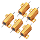 25W 4 Ohm 5% Aluminum Case Resistor Screw Tap Chassis Mounted Wirewound Load Resistors Gold Tone 5 Pcs
