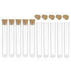 50Pcs PS Plastic Test Tubes with Cork Stoppers, Round Base, 12x60mm, Storage Container for Scientific Experiments Sample Display Decorations
