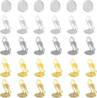 Clip-on Earring Converter with Silicon Earring Pads, 32Pcs - Clip-on Earring Findings, Round Flat Back Tray Earring Clips with Easy Open Loop (White,Silver,Imitation Gold,Gold)