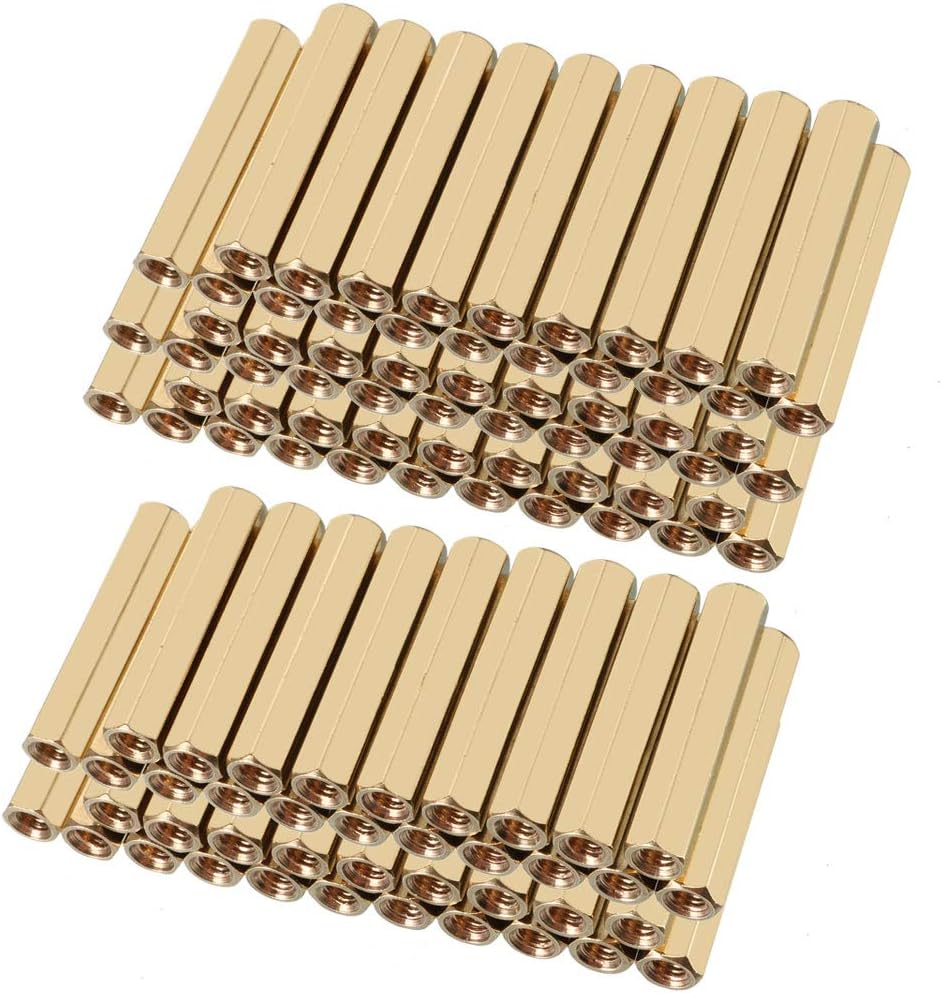 100pcs Brass Straight PCB Pillar Female Thread Hex Standoff Spacer M3x5x25mm