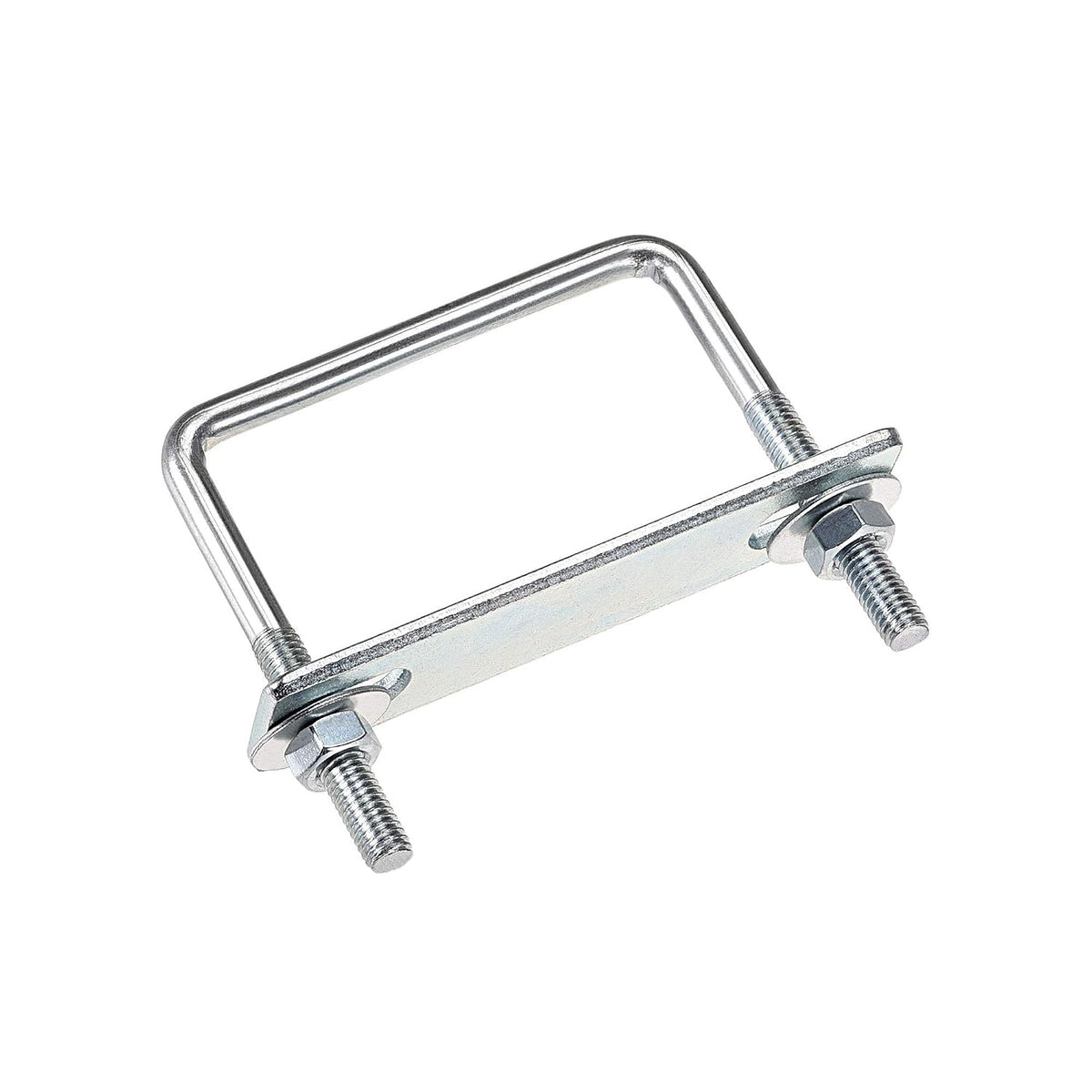 Square U-Bolts 2-3/8"(60mm) Inner Width Carbon Steel M6 with Nuts, Frame Plate, Round Washers