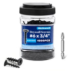 #6 x 3/4" Coarse Thread Sharp Point Drywall Screw, #2 Bugle Head Screw for Drywall Sheetrock, 1000 Pack