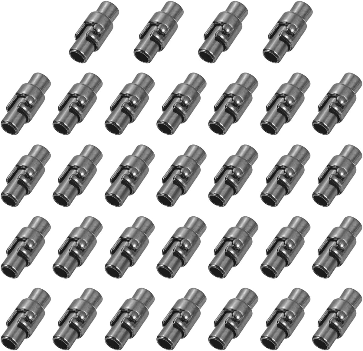 32 Pcs Magnetic Clasps, 3mm /0.12 Inch Leather Cord End Caps Magnetic Bracelet Clasps and Closures for Jewelry Making DIY Bracelet Closures, Black