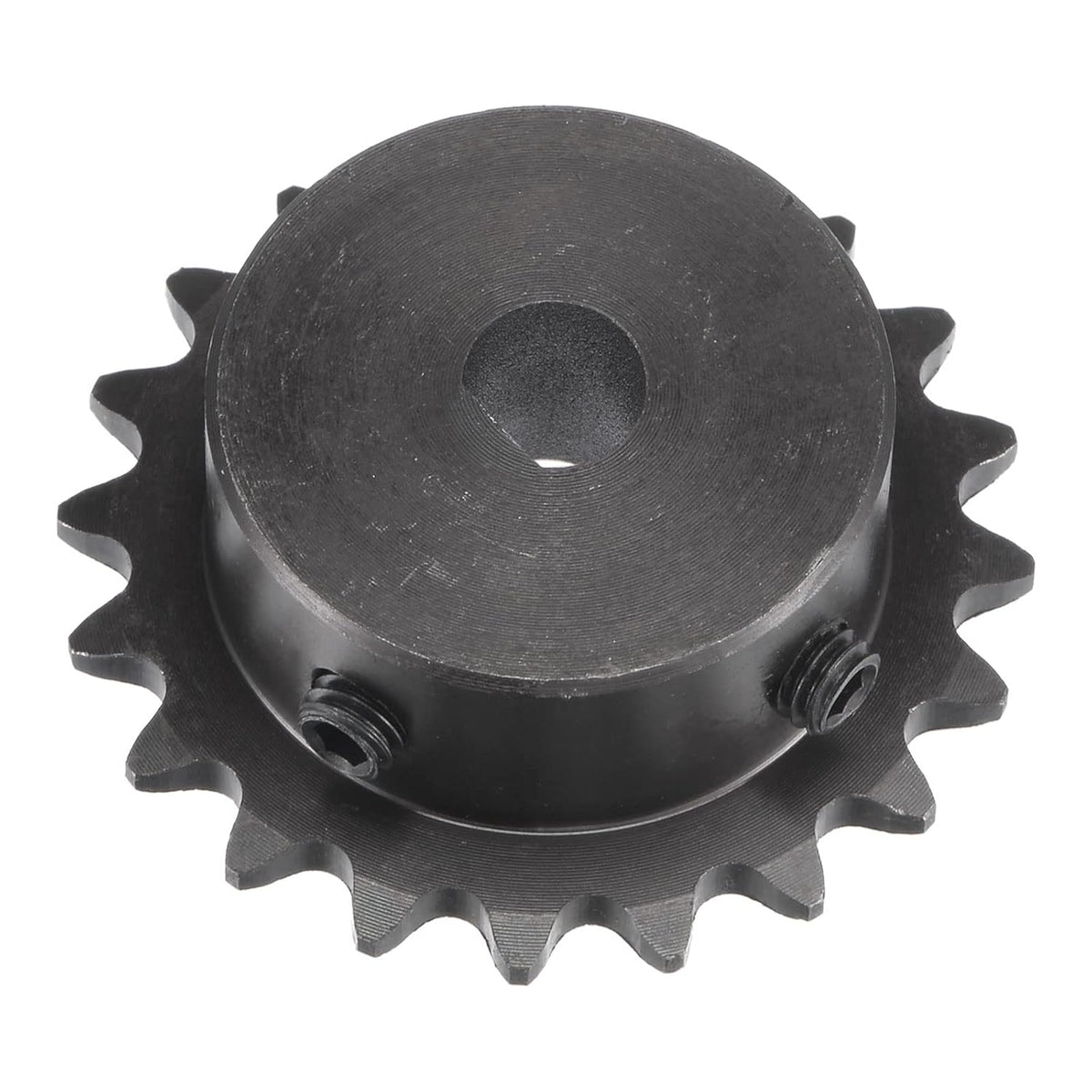 20 Tooth Roller Sprocket B Type, #25 Chain Single Strand 1/4" Pitch, 8 x 7mm Bore Black Oxide C45 Carbon Steel with Set Screws for ISO 04C Chain
