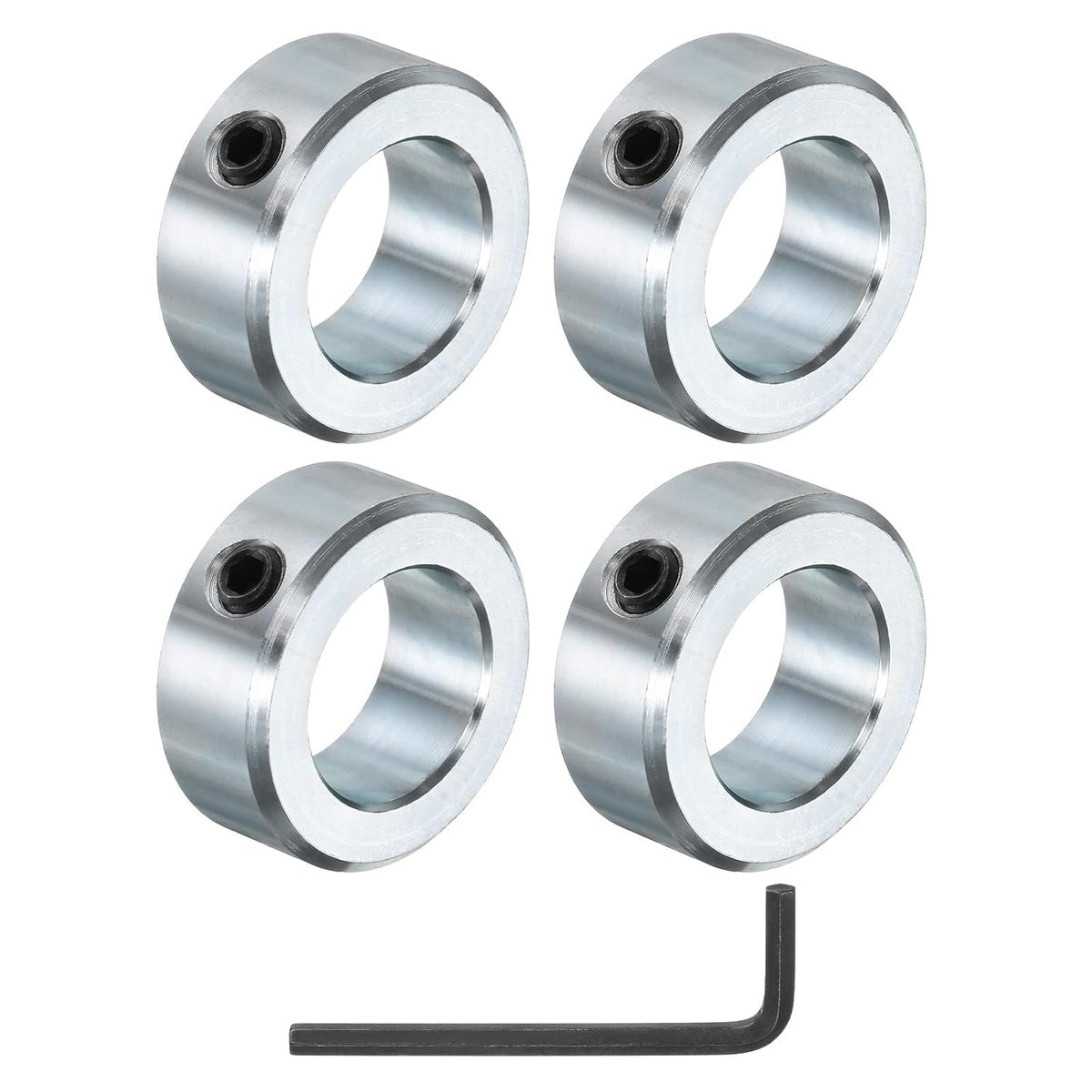 4pcs Set Screw Shaft Collars 1" Bore Zinc Plated Steel Shaft Collars, 1-5/8" OD, 5/8" Width Axle Collar Clamp with Hex Wrench