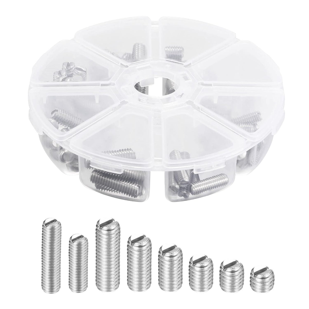 Slotted Set Grub Screws, M5/M6 Metric 304 Stainless Steel Flat Point Set Screws Assortment Kit 1set (50pcs)