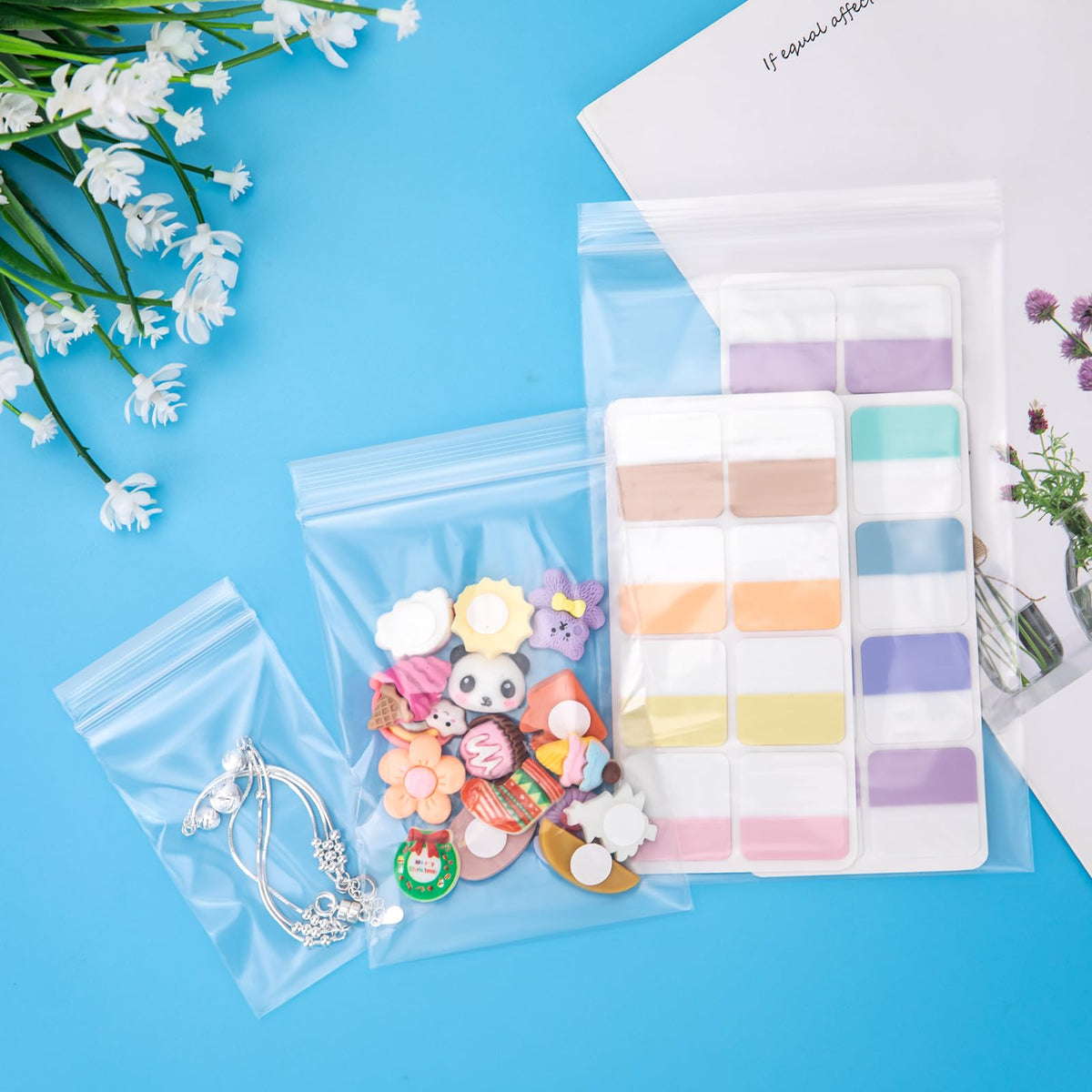 LinkMejor 300 Pack Small Clear Plastic Zip Bags, 3 Assorted Sizes