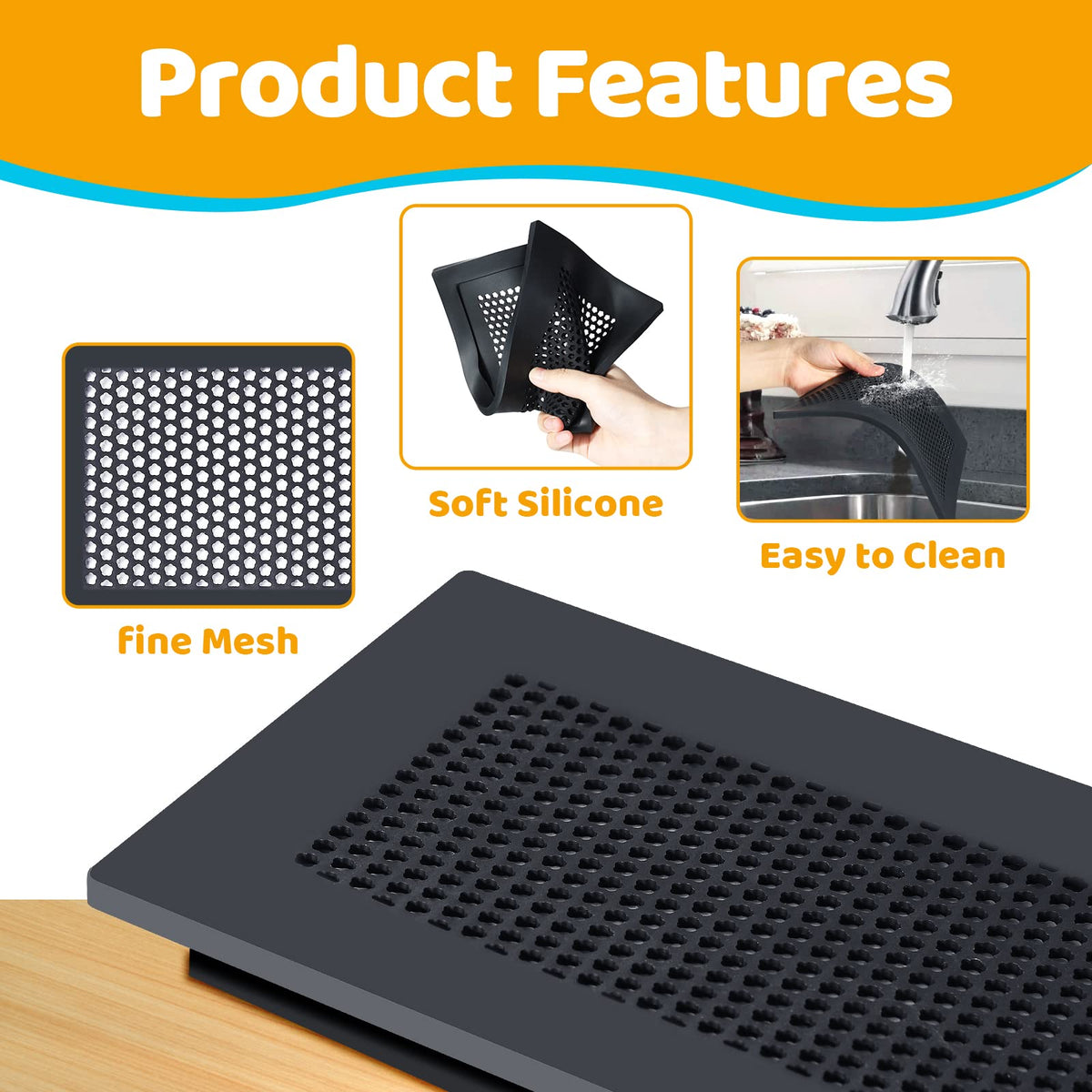LinkMejor Baby Proofing Soft Silicone Vent Cover, Enkel installation, Black, 2 pakker