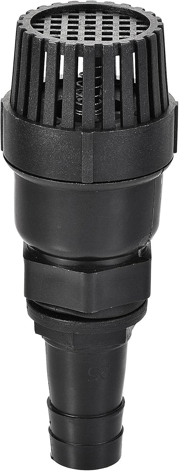 Foot Valve, G1 Thread 22.8mm Barb Filter Strainer Check Valve for Home Garden Water Well Pump Pool, PVC, Black