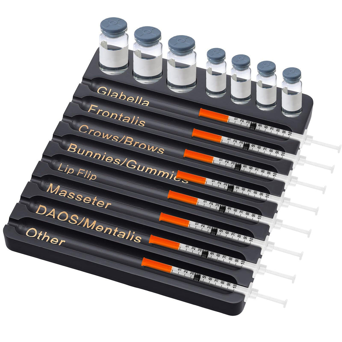 LinkMejor 1 Pcs Aesthetic Practitioner Syringe Tray 8 Slots, Classic, Black