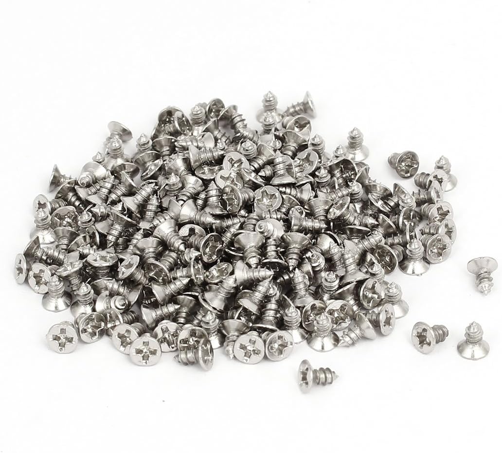 M3 x 6mm Phillips Flat Head Self Tapping Screws Silver Tone 260pcs