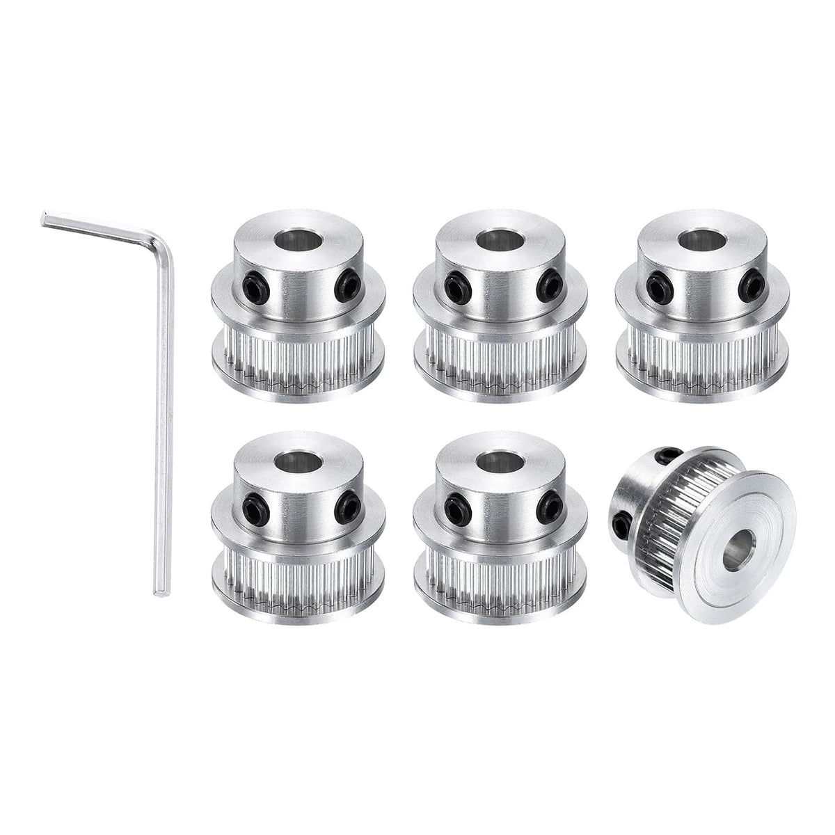 6pcs GT-2 30T Pulley Synchronous Wheel 8mm Bore, Aluminum Timing Pulley 30 Teeth, Fit Width 10mm Timing Belt for 3D Printer CNC Machine (with A Wrench)