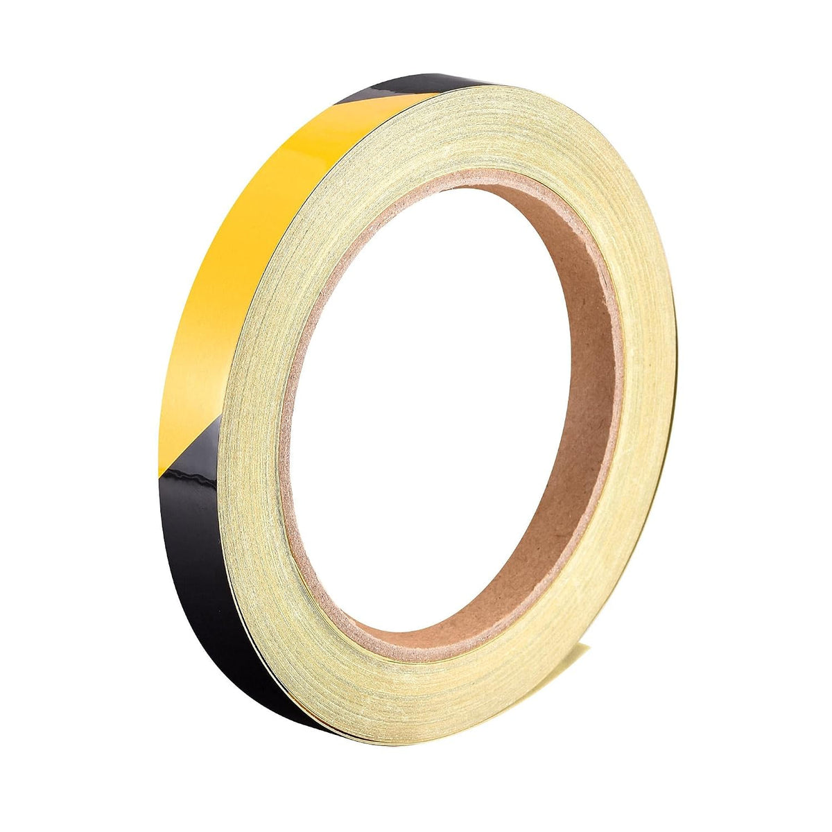 Reflective Tape Yellow Black, 10mm x 25m, Outdoor Waterproof Warning Tape for Bikes, RV, and Boat Striping Marking