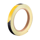 Reflective Tape Yellow Black, 10mm x 25m, Outdoor Waterproof Warning Tape for Bikes, RV, and Boat Striping Marking